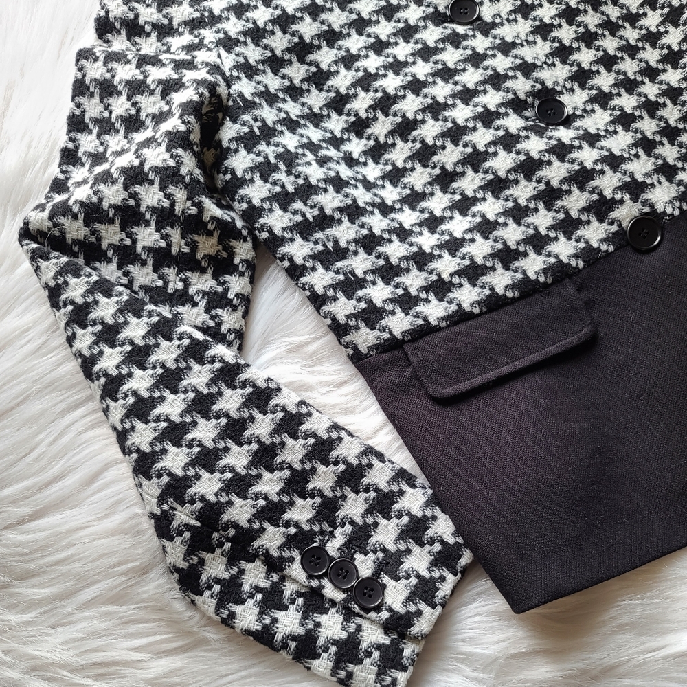 Talbots Houndstooth Tweed Jacket Blazer Size 4 - image 8